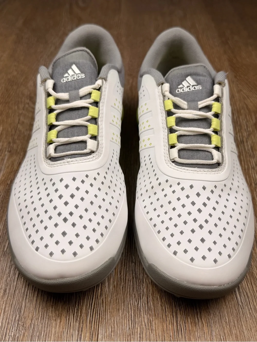 Adidas Adipure Sport Golf Shoes White Gray Neon Yellow Spikeless | Size: 6